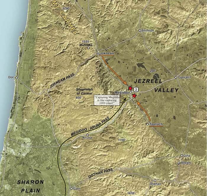 Map of Thutmose III at Mount Carmel