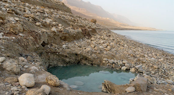 Salt surrounds the Dead Sea today