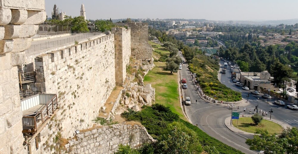 Old City wall view from Citadel of David