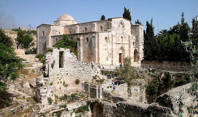 Pools of Bethesda sit beside St Anne's Church