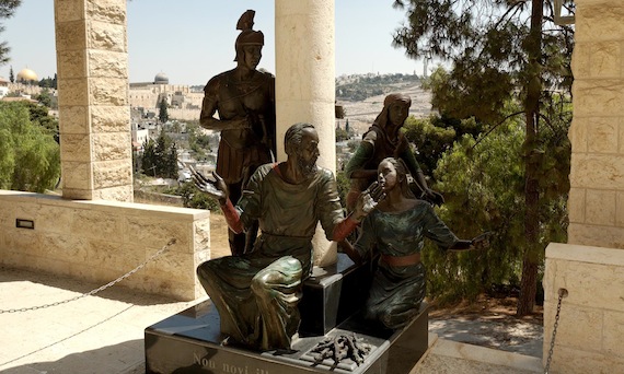 Statue of Peter denying Christ, St. Peter in Gallicantu Church, 