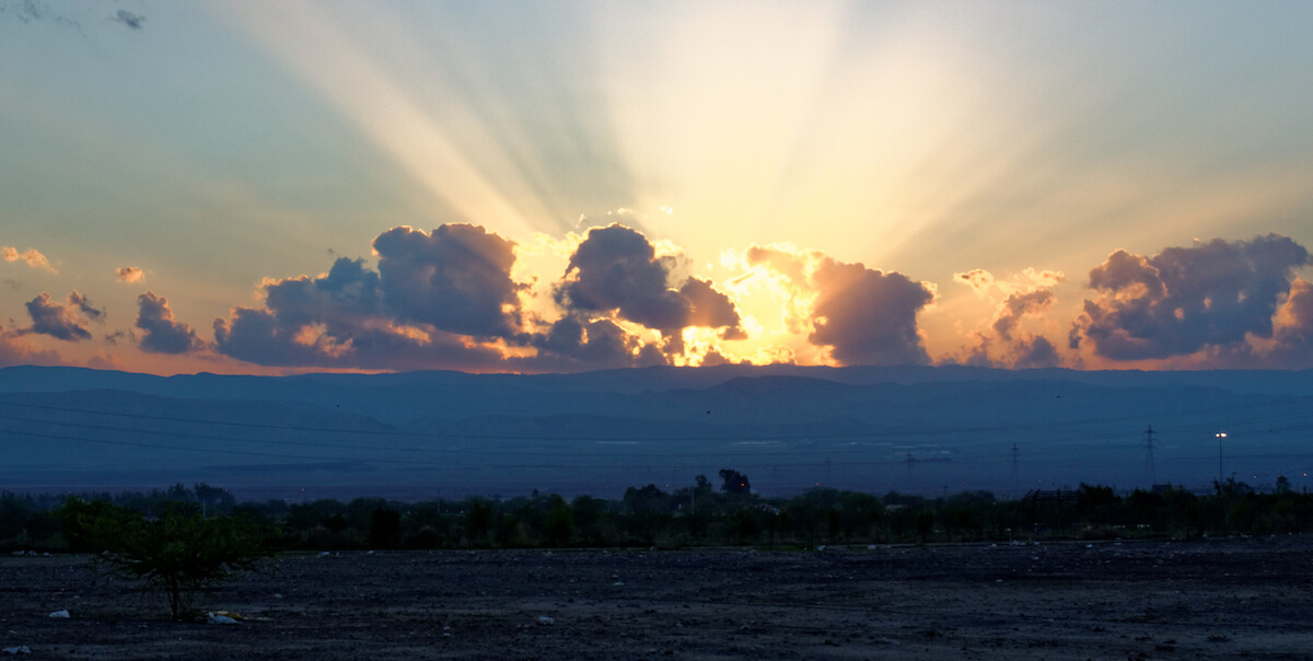 Sunset over Israel from Plains of Moab