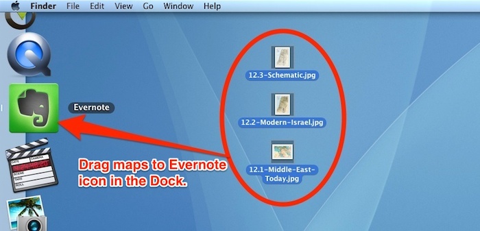 Drag maps to Evernote.